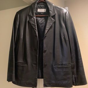 Jones of New York leather blazer jacket